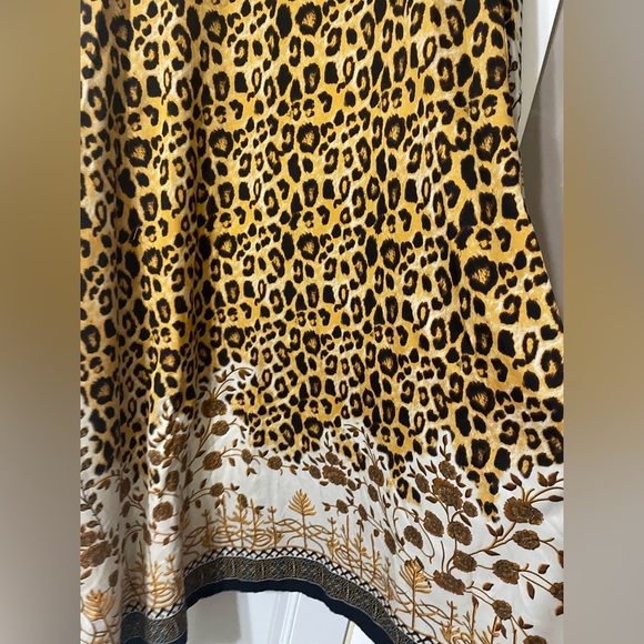 Vintage Winlar Kaftan~Gold Satin Leopard Print V-Neck Mob Wife Glam One Size - Picture 4 of 6